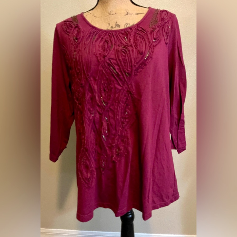 Coldwater Creek size XL 16 Maroon Top